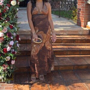 Brown Halter Maxi Dress